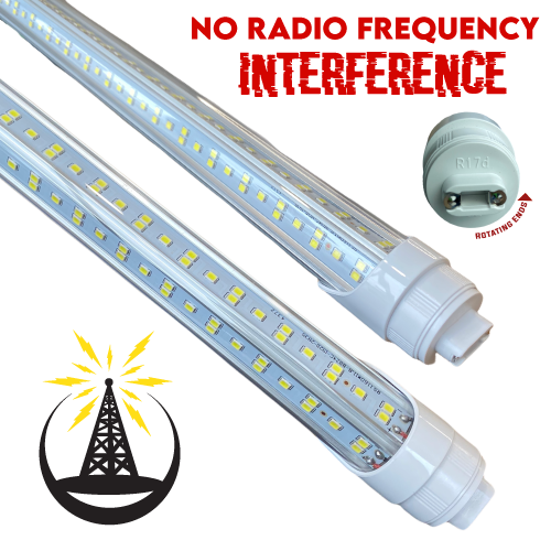 (12-PACK) R17d Rotating Ends T8 LED 8ft 144w 21,888 Lumen CLEAR LENS (NO RF) Quad-Row V-Series