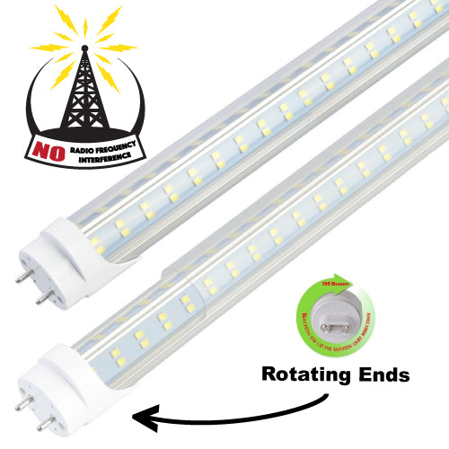 (12-PACK) G13 SWIVEL ENDS T8 4ft 72w 10,944 Lumen CLEAR LENS (NO RF) Quad-Row V-Series