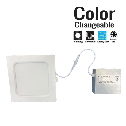 (24-Pack) Ultra Thin SQUARE 4in 9w 5CCT SWITCHABLE (2700K/3000K/3500K/4000K/5000K) Dimmable