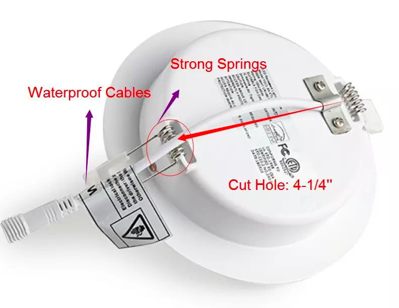 Ultra Thin Gimbal/Angle-Adjustable 4in 9w 3CCT SWITCHABLE (3000K/4000K/5000K) Dimmable