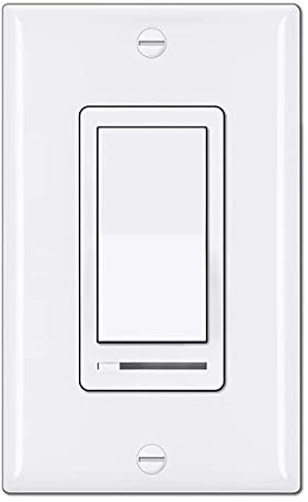 WHITE Dimmer w/ Rocker Switch 150w 120V (Standard Gang Box Installation)