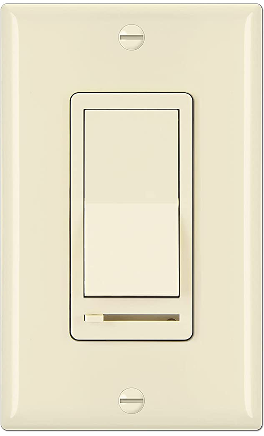 ALMOND Dimmer w/ Rocker Switch 150w 120V (Standard Gang Box Installation)