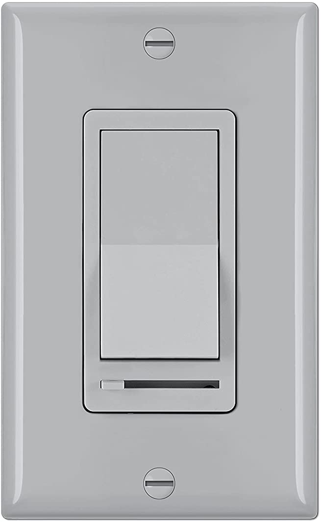 GRAY Dimmer w/ Rocker Switch 150w 120V (Standard Gang Box Installation)