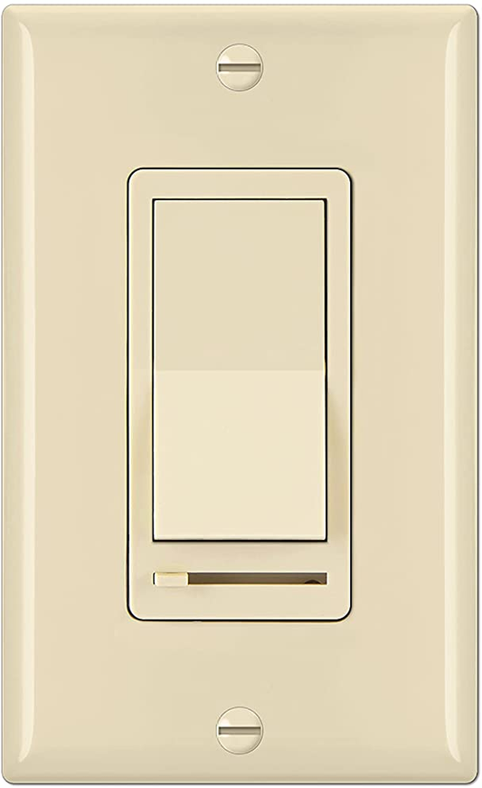 IVORY Dimmer w/ Rocker Switch 150w 120V (Standard Gang Box Installation)