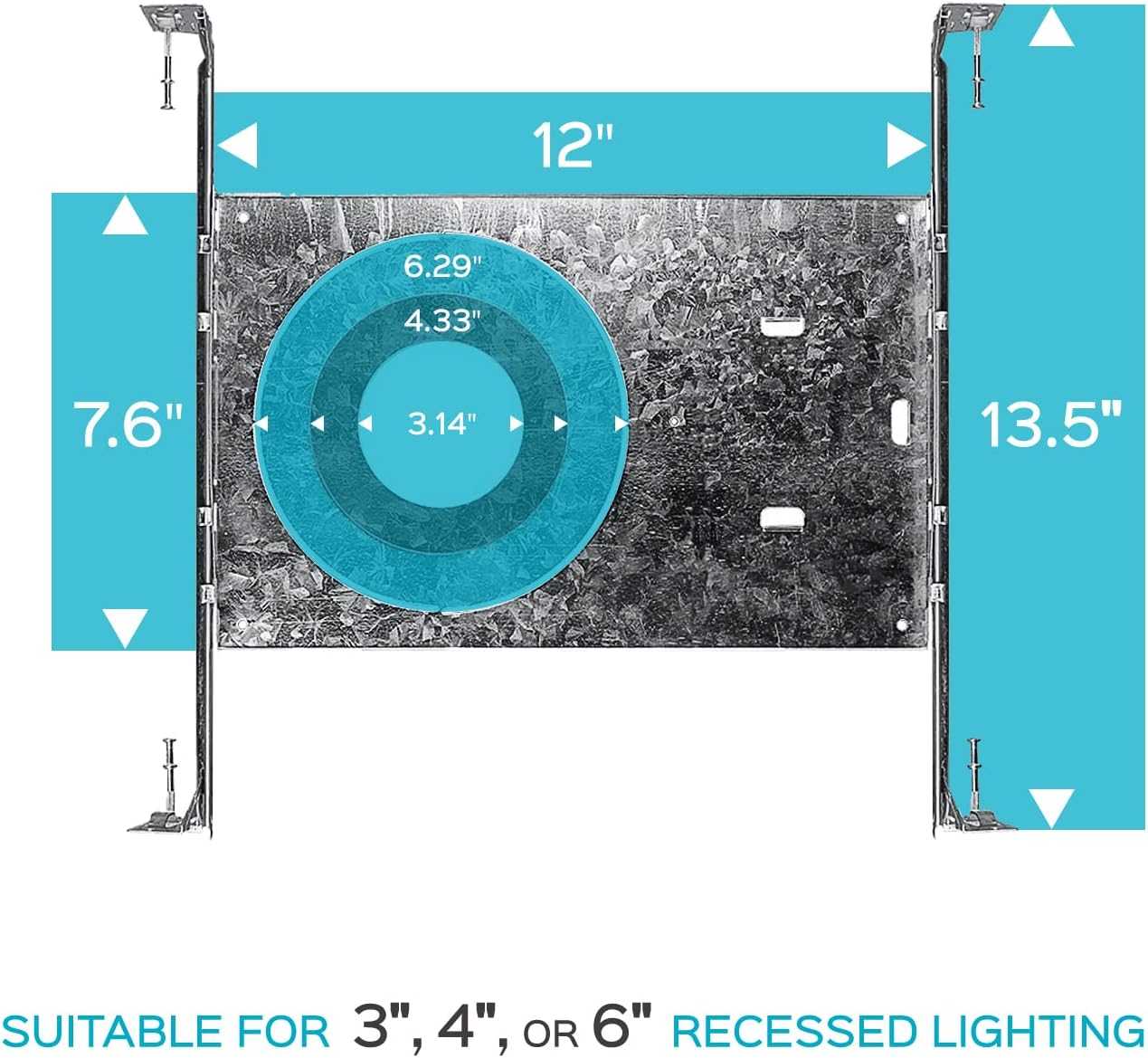 New Construction ADJUSTABLE Mounting Plate 3"-4"-6" (FOR USE WITH ROUND/SQUARE CANLESS DOWNLIGHT)