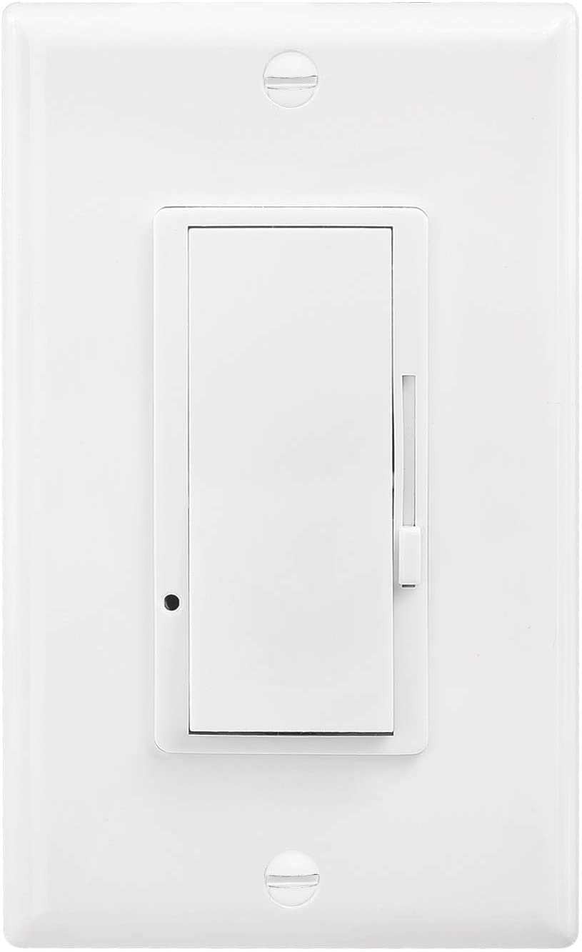 Dimmer Switch,  0-10V DC Low Voltage Single-Pole or 3-Way Dimmable LED/CFL/Incandescent/Halogen, Wall Plate (WHITE)