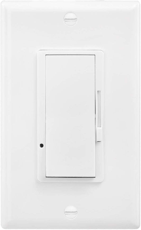 Dimmer Switch,  0-10V DC Low Voltage Single-Pole or 3-Way Dimmable LED/CFL/Incandescent/Halogen, Wall Plate (WHITE)