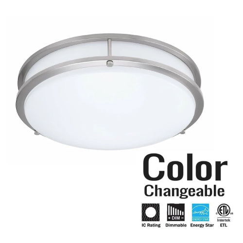 Double Ring Surface Mount Ceiling Light (12in, 14in, 16in) 5CCT SWITCHABLE (2700K/3000K/3500K/4000K/5000K) Dimmable