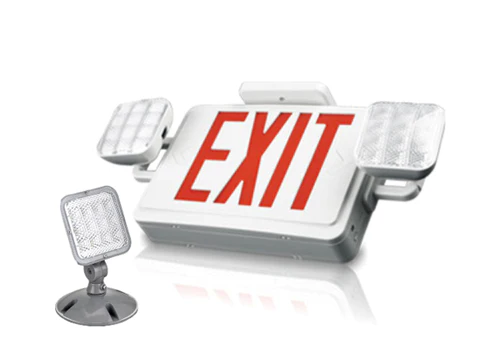 LED Exit Sign w/Spotlights and Remote Head