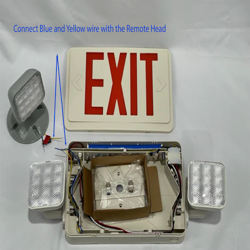 LED Exit Sign w/Spotlights and Remote Head