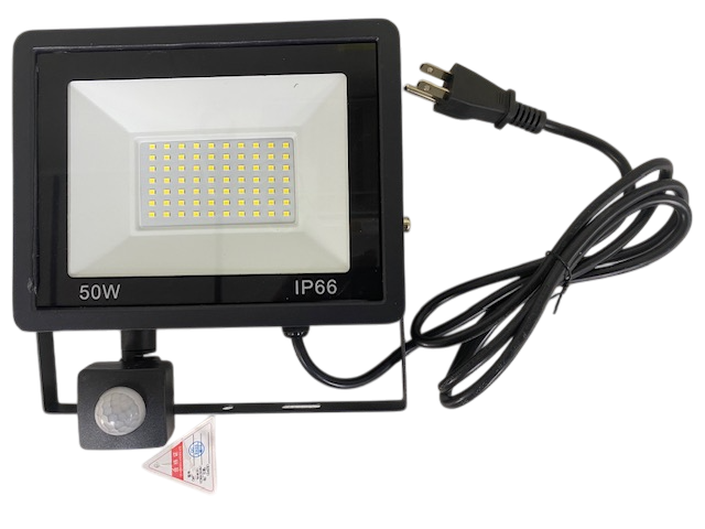 (NEW!!) 50 Watt Flood Light With PIR MOTION SENSOR and 6ft 3-Prong AC Power Cord 6,500 Lumens