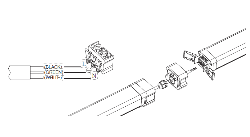 (CASE OF 9) Tri-Proof Linkable Vapor Light 4ft (40w/35W/30W Switchable) (3500K/4000K/5000K/6000K Switchable) ETL, DLC