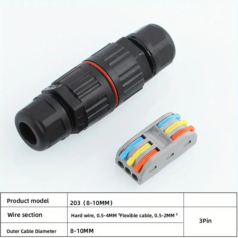 IP68 Waterproof Cable  Connector, Quick Connection Terminal 8-10mm Cable Diameter