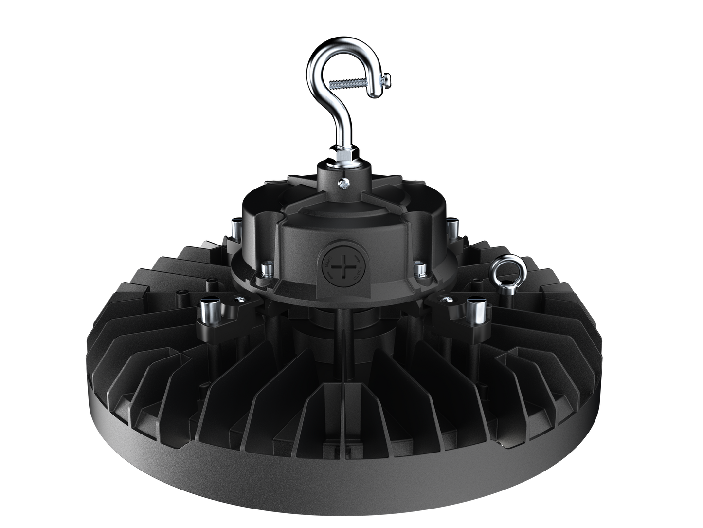 PRO-SELECT UFO High Bay 120-277V 150lm/w  240w/200w/150w Selectable 3500K/4000K/5000K Tunable W/Pre-Installed 12V AUX PIN Sensor Socket 36,000 Lumens w/6ft Whip Cord