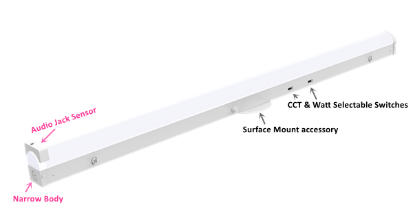 (4-PACK) PRO-SELECT 8 Foot Shop Light  11,700lm - Kelvin and Wattage Tune-Able (CURVED PC LENS)(64W/75W/90W) (3500K/4000K/5000K/6500K) PRE-INSTALLED 12VDC AUX SOCKET