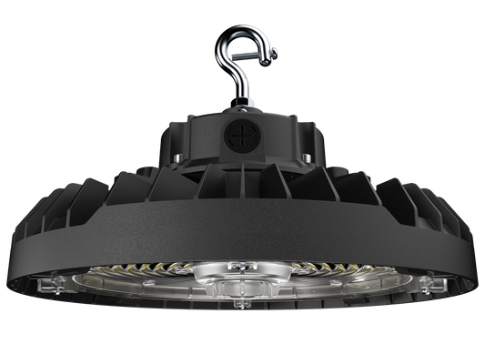 PRO-SELECT UFO High Bay 120-277V 150lm/w  240w/200w/150w Selectable 3500K/4000K/5000K Tunable W/Pre-Installed 12V AUX PIN Sensor Socket 36,000 Lumens w/6ft Whip Cord