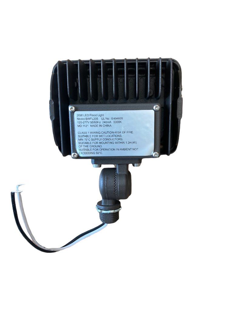 (CASE OF 20) Knuckle Mount Flood Light 20 WATT 5000K 100V-277V 123lm/w