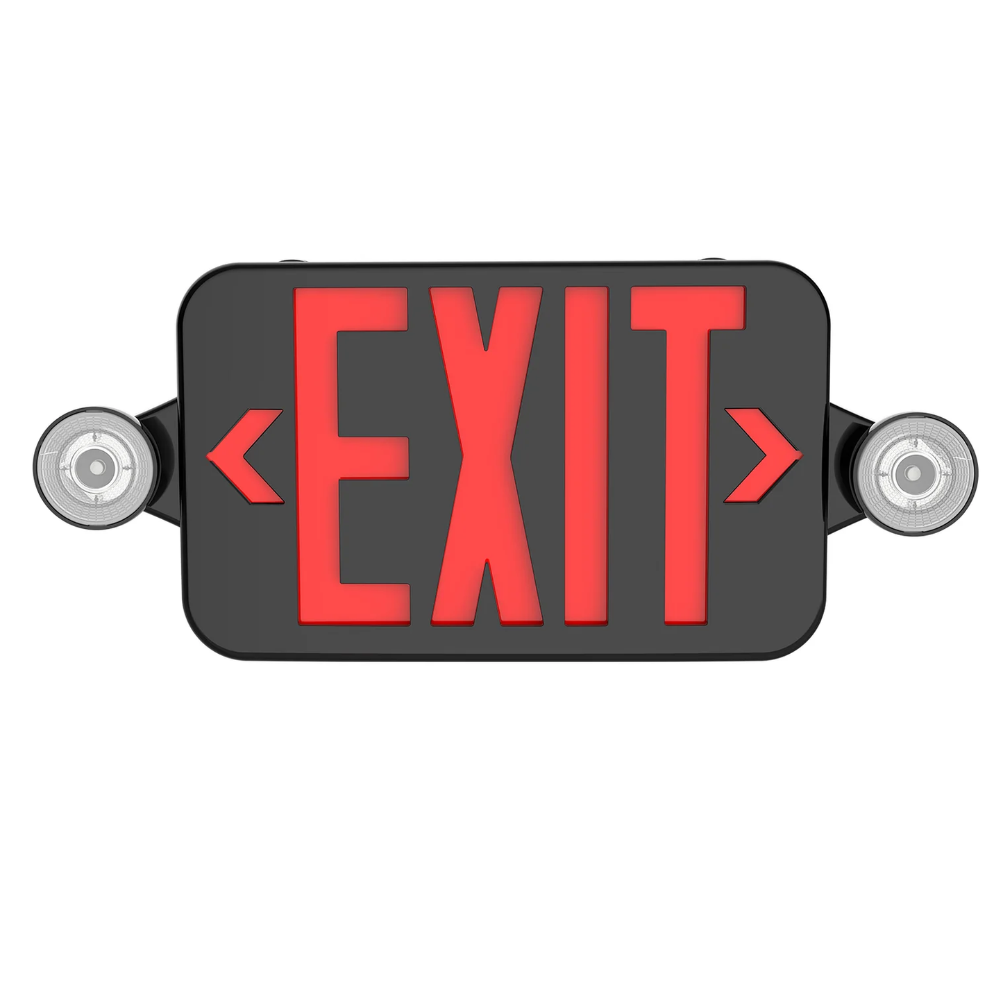 LED Exit Sign w/Spotlight 1 or 2-Sided (BLACK)