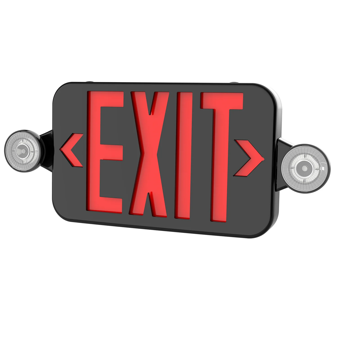 LED Exit Sign w/Spotlight 1 or 2-Sided (BLACK)