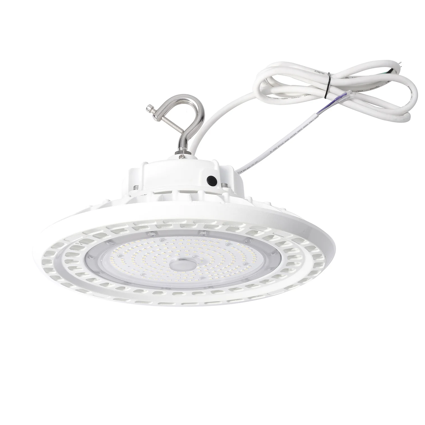 WHITE UFO HIGHBAY - 27,000 LUMENS - WATTAGE ADJUSTABLE - 5000K 0-10V DIMMABLE 100-277VAC