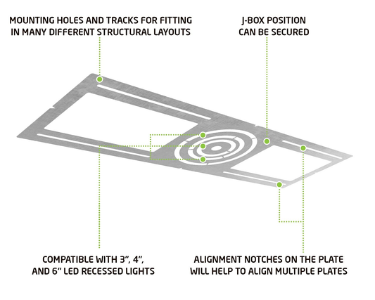 (10-PACK) New Construction Flat Mounting Plate 3"-4"-6" (FOR USE WITH ROUND/SQUARE CANLESS DOWNLIGHT)