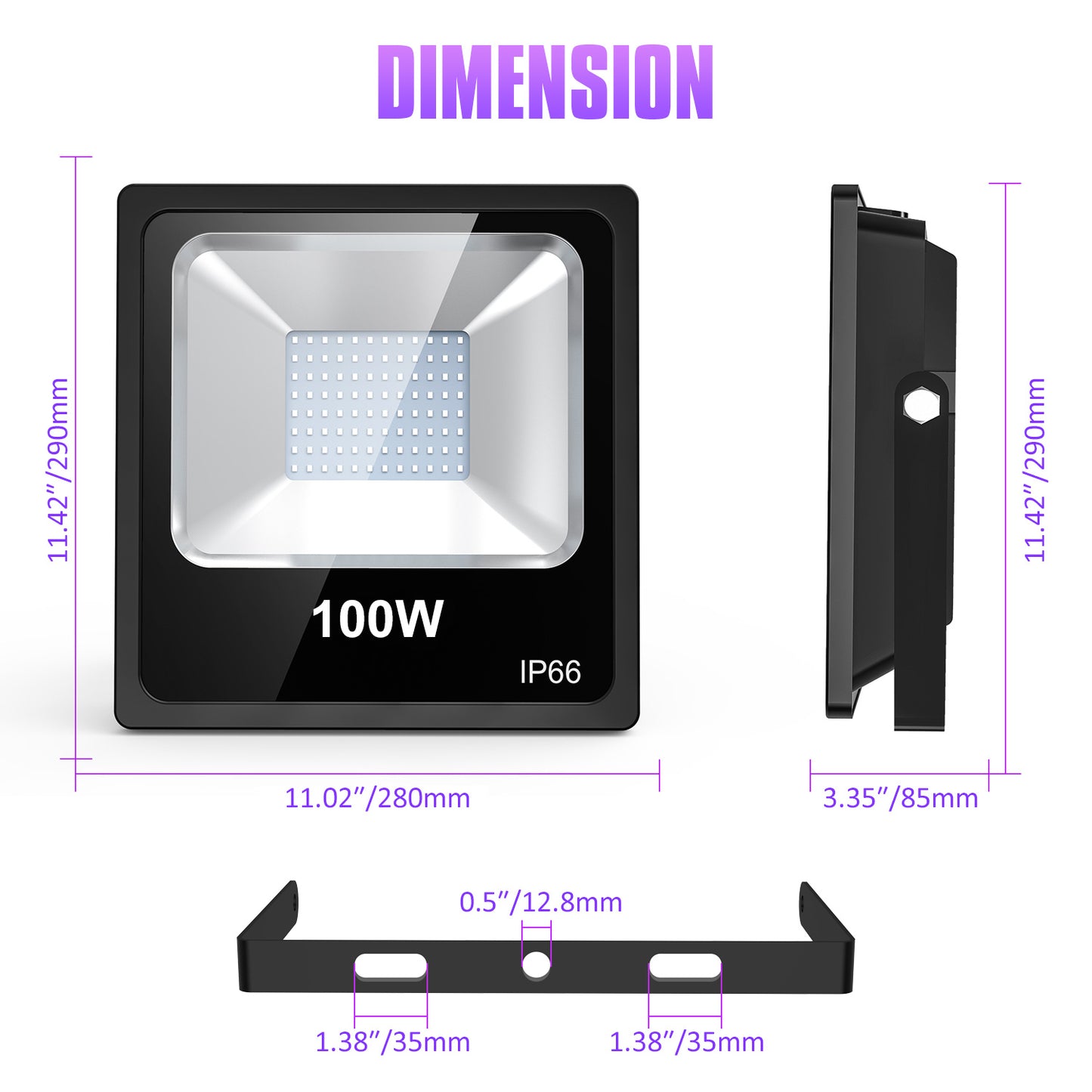 100W FLOOD BLACK LIGHT / UV LAMP / CLEAR LENS
