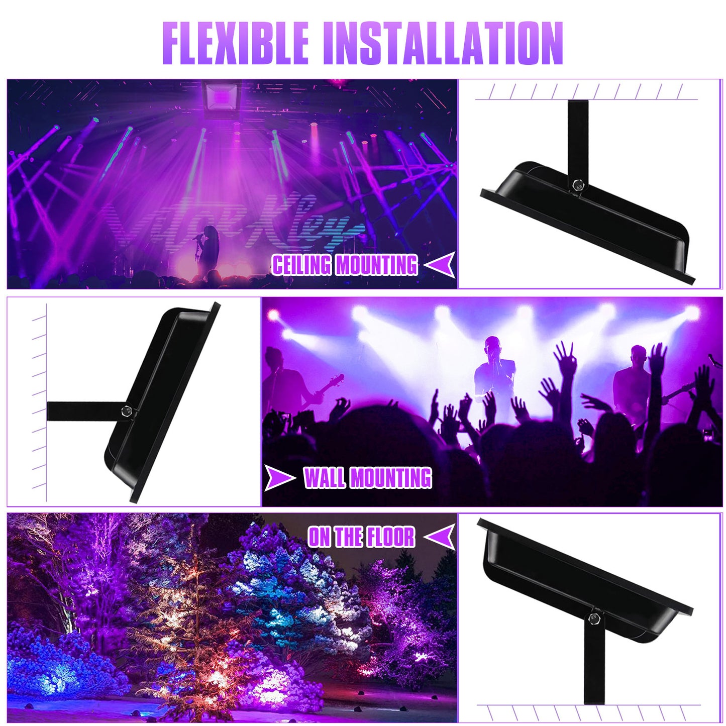 100W FLOOD BLACK LIGHT / UV LAMP / CLEAR LENS