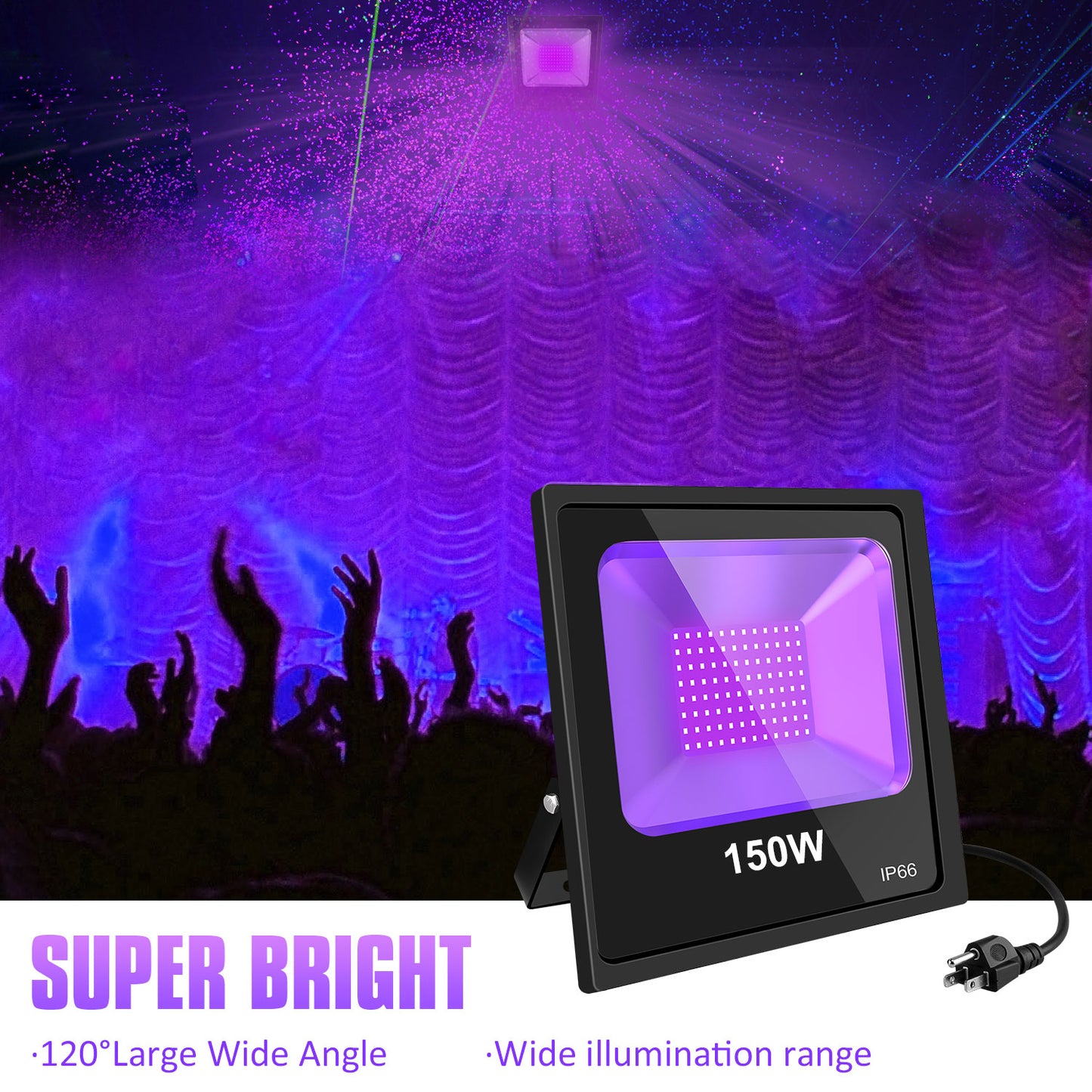 100W FLOOD BLACK LIGHT / UV LAMP / CLEAR LENS