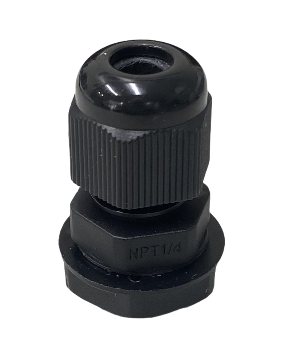 Liquid Tight NPT Cable Glands for 1/4in Cable (BLACK)