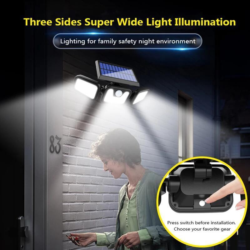 Solar 3-Head Adjustable Spotlight w/PIR Motion Sensor Waterproof