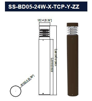 Walkway Bollard Lighting 41" (14w/19W/24W) and (3000K/4000K/5000K) TUNEABLE 0-10V Dimmable