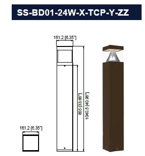 Walkway Bollard Lighting 41" (14w/19W/24W) and (3000K/4000K/5000K) TUNEABLE 0-10V Dimmable