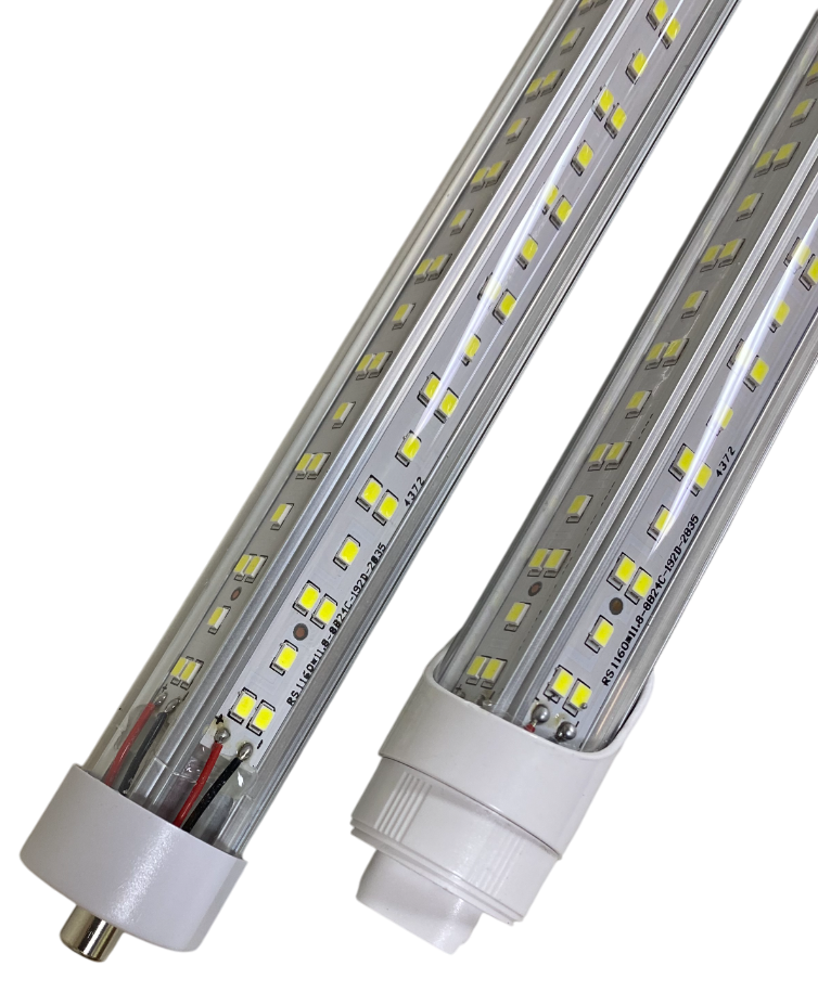 (12-PACK) Fa8 Single Pin T8 LED 8ft 144w 21,888 Lumen CLEAR LENS (NO RF) Quad-Row V-Series