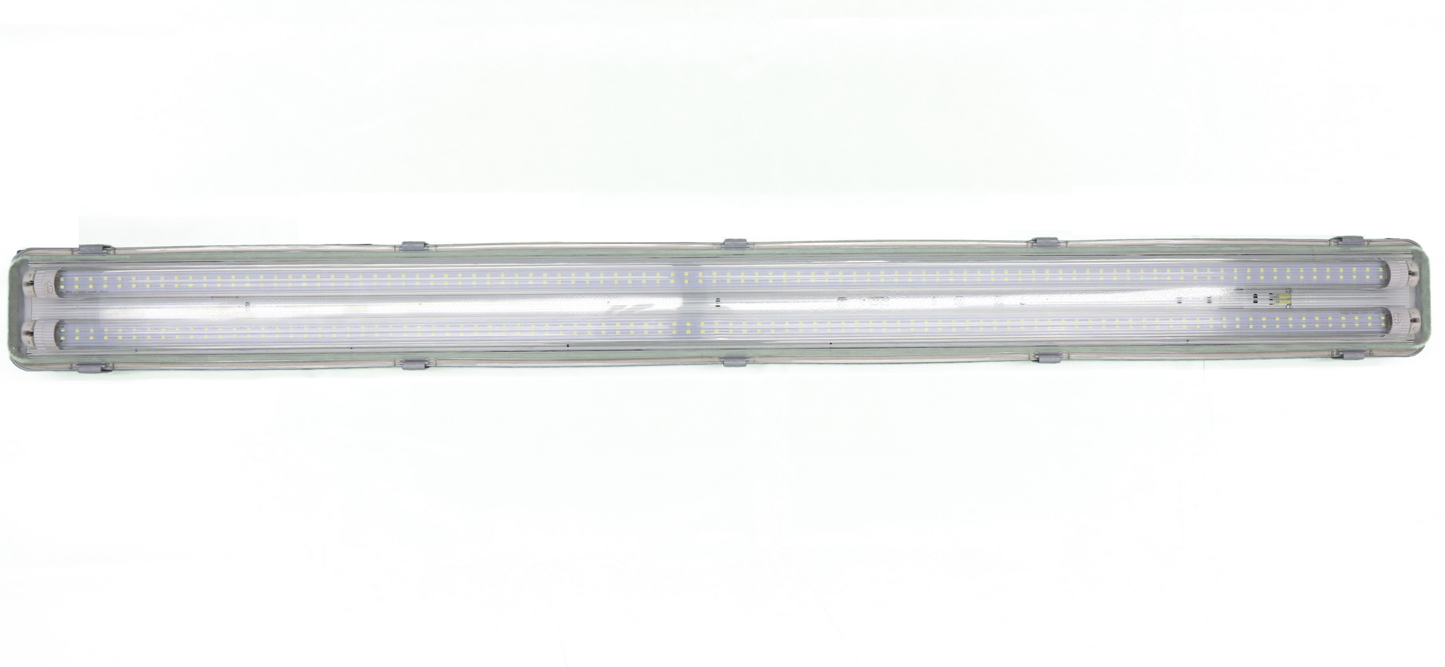 4ft Vapor Tight IP65 Light Fixture (Accepts 2 G13 4ft T8 Lamps) POLYCARBONATE CONSTRUCTION