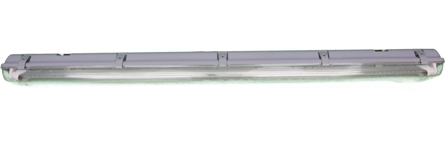 4ft Vapor Tight IP65 Light Fixture (Accepts 2 G13 4ft T8 Lamps) POLYCARBONATE CONSTRUCTION