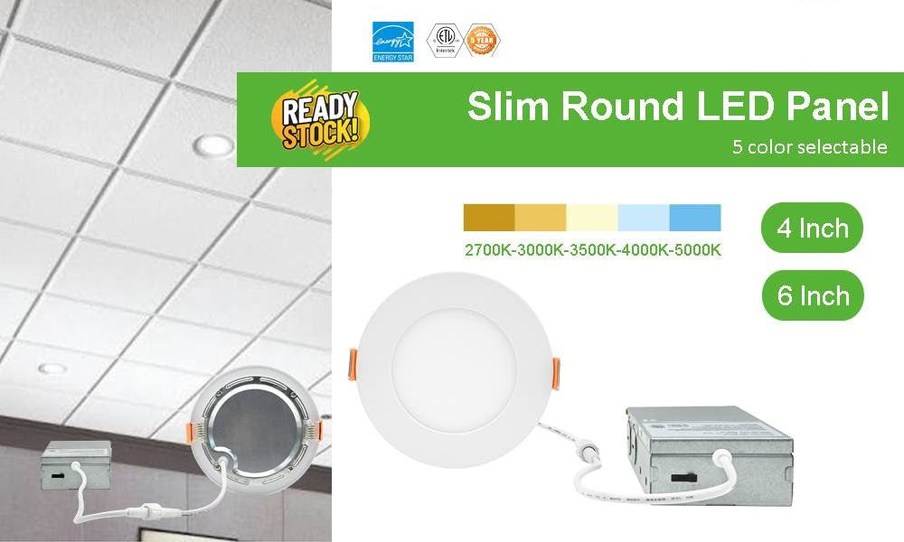 Ultra Thin ROUND 6in 12w 5CCT SWITCHABLE (2700K/3000K/4000K/5000K/6000K) Dimmable