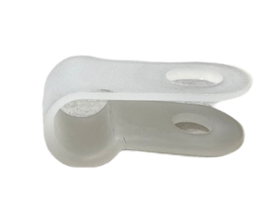 White Nylon R-Type Cable Clamp Fastener