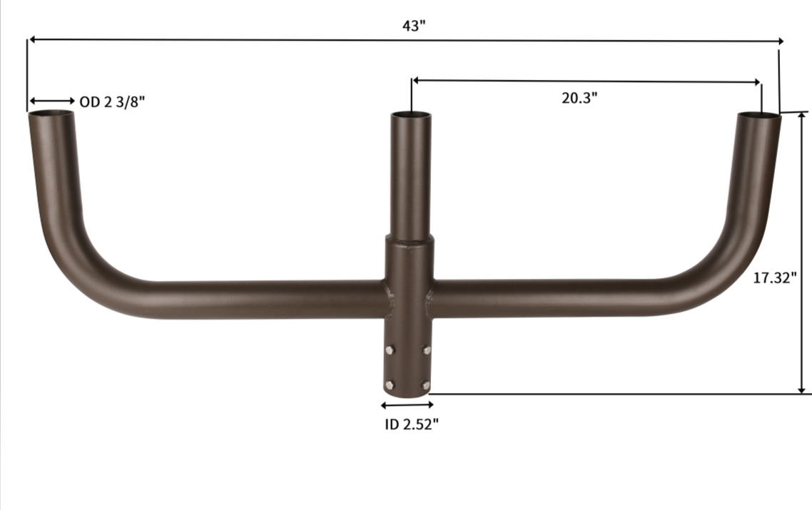 Triple Bullhorn Mounting Bracket for 3 Lighting Fixtures with 2-3/8in Slip Fitter